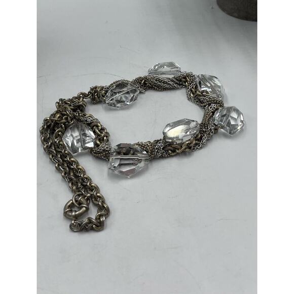 J. Crew Chunky Glass Rhinestone Mixed MultiStrand Braided Metal necklace - Picture 14 of 14